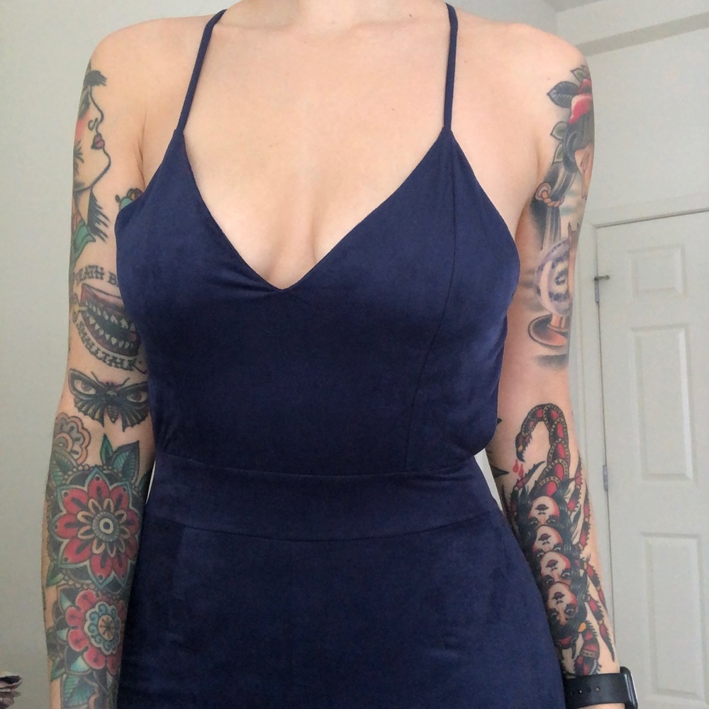 Good Time Playful Faux-Suede Jumpsuit Size Small